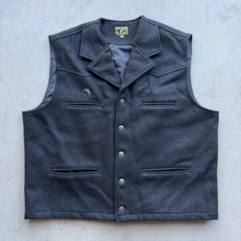 Wyoming Traders Mens XXL 2XL Black Wyoming Virgin Wool Cowboy Ranch Wear Vest